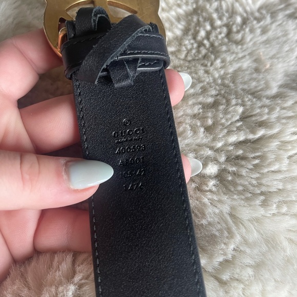 Wide leather belt with Double G buckle main image 8